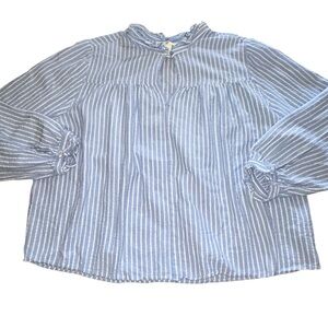 H&M blue and white striped seersucker pullover blouse XL